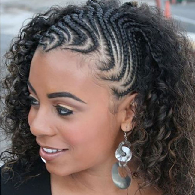 Bouncy Curls with Cornrows