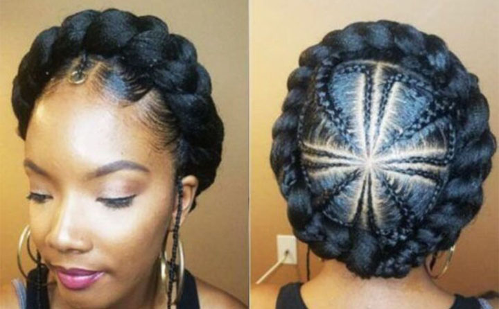 Twisted Crown with Mini Braids Black Hairstyle